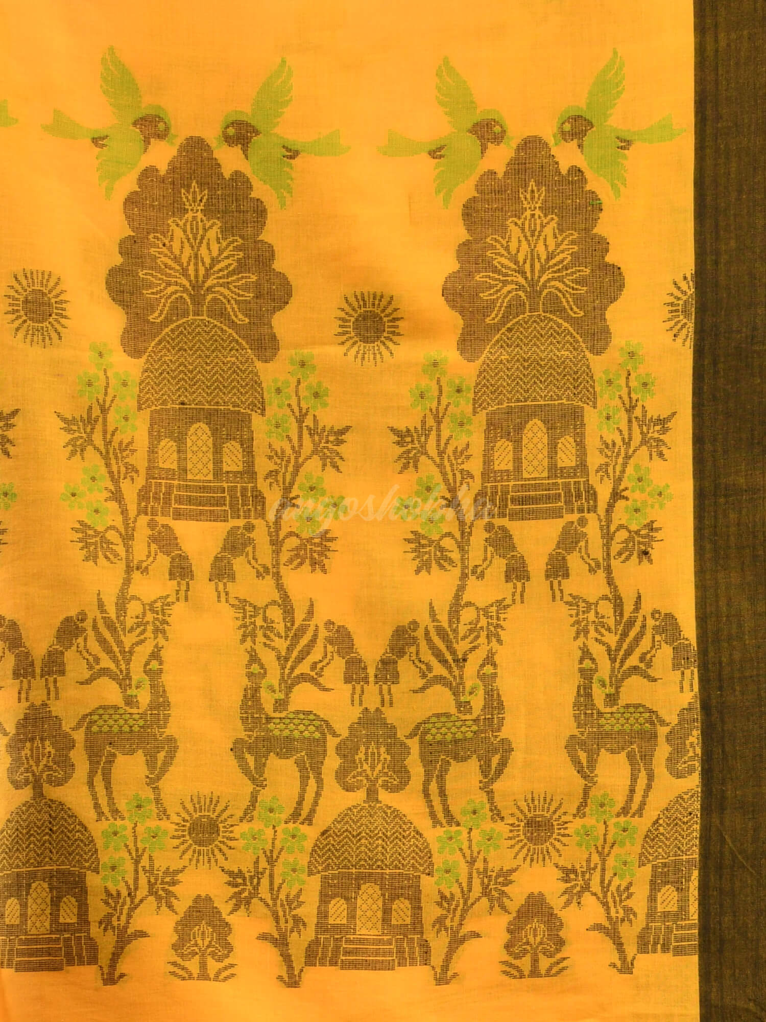 Yellow Cotton Handloom Saree