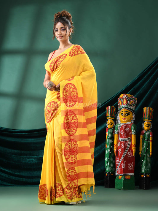 Yellow Cotton Handloom Saree