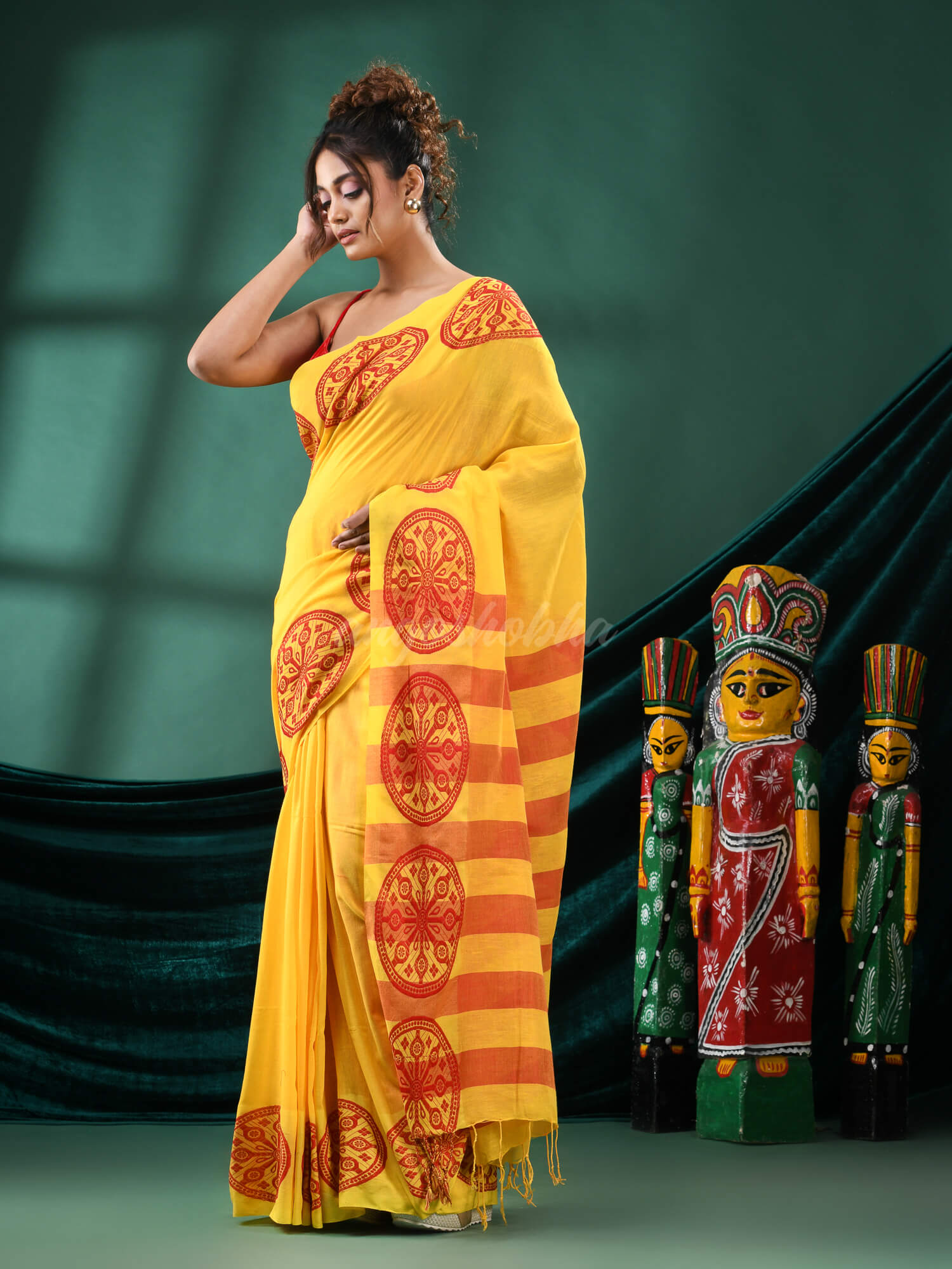 Yellow Cotton Handloom Saree