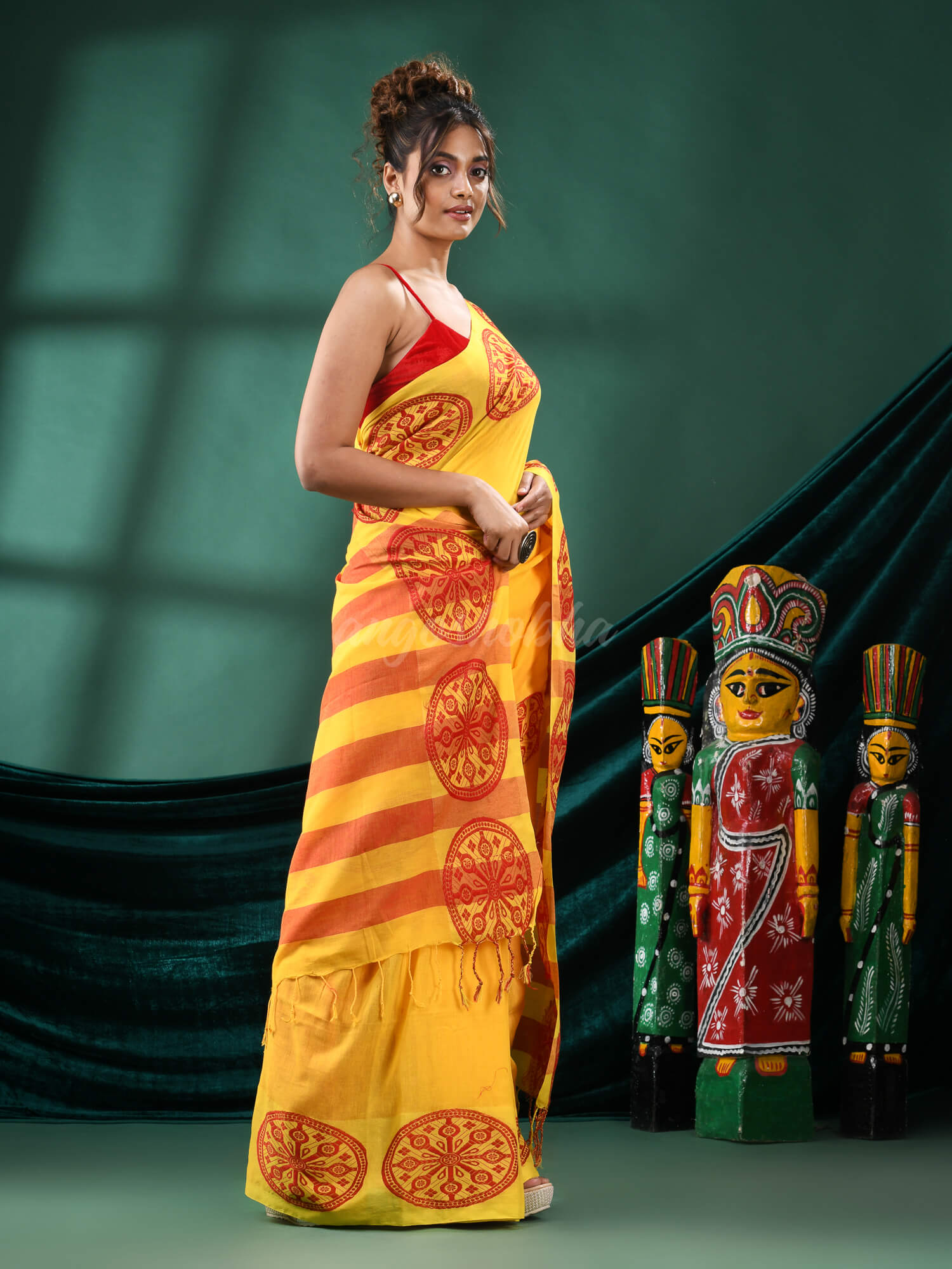 Yellow Cotton Handloom Saree