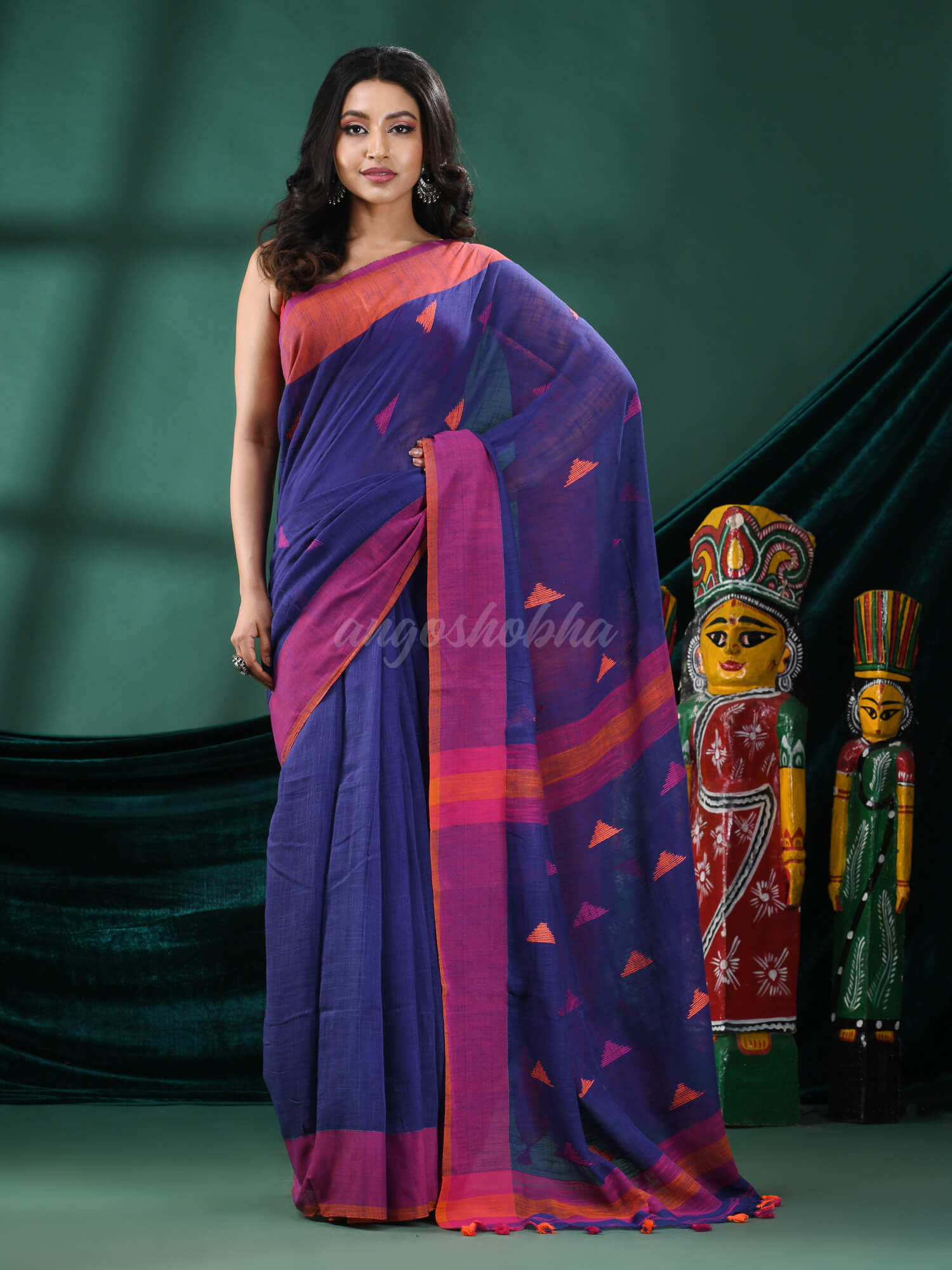 Blue Cotton Handloom Saree