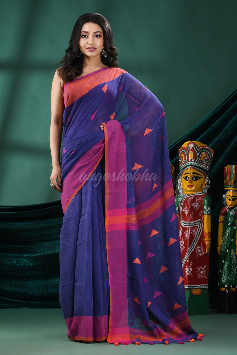Blue Cotton Handloom Saree