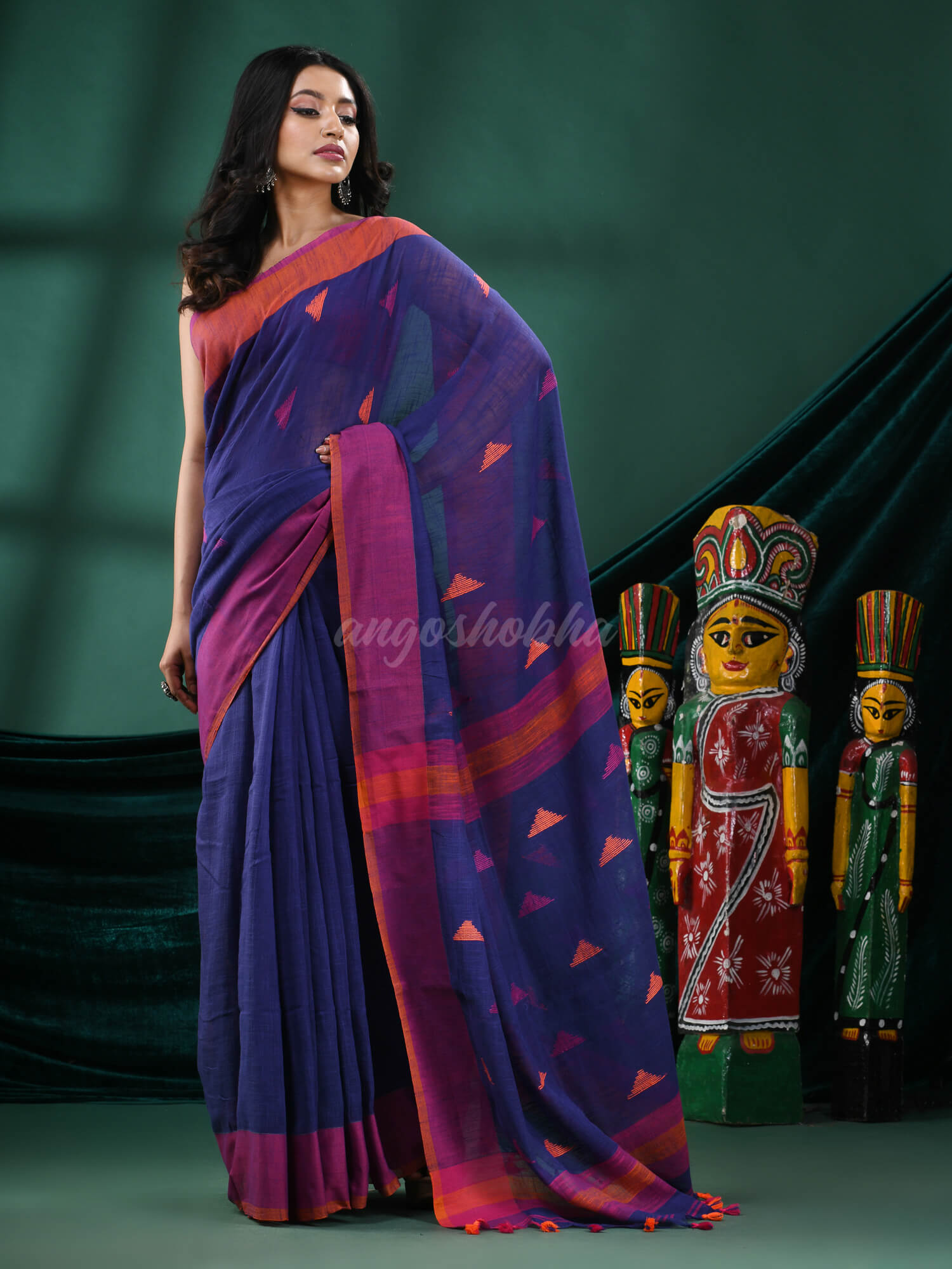 Blue Cotton Handloom Saree