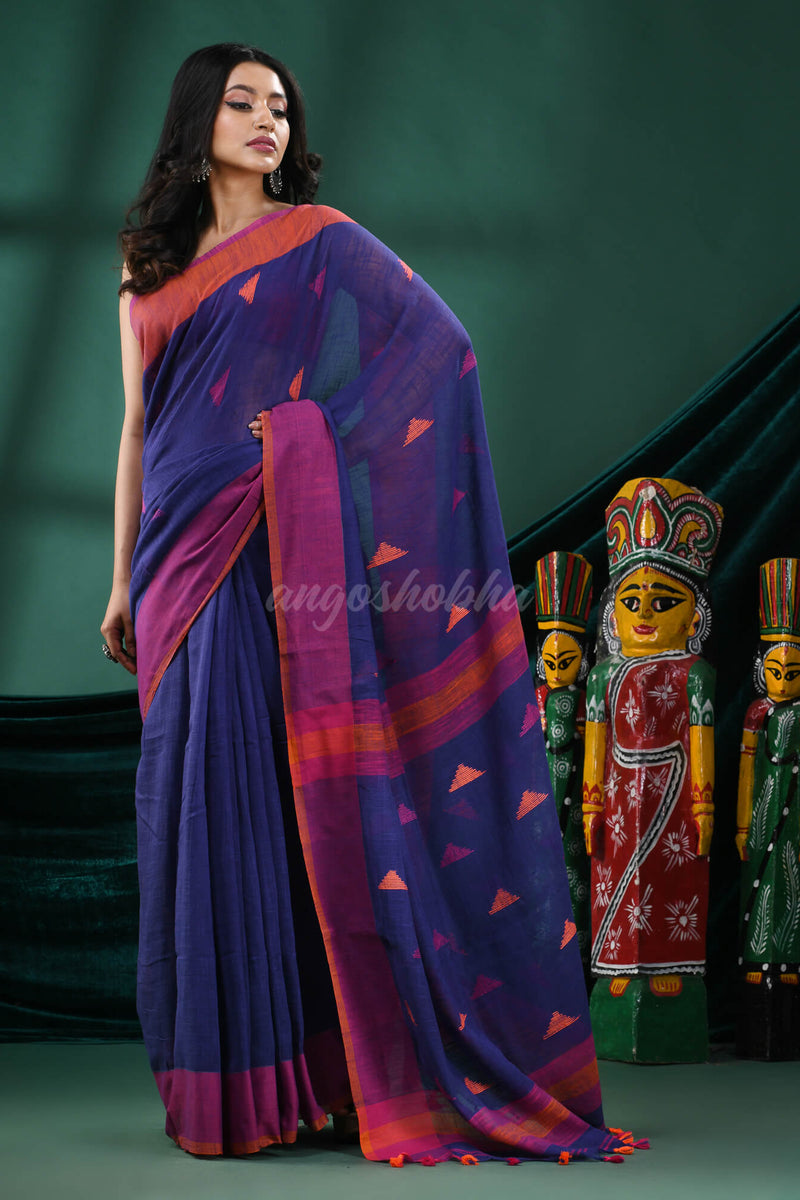 Blue Cotton Handloom Saree