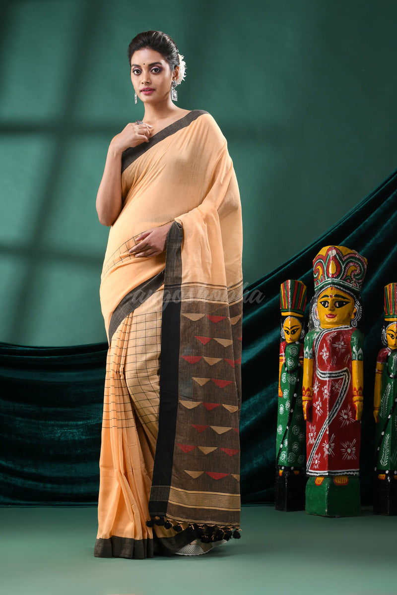 Tan Cotton Handloom Saree