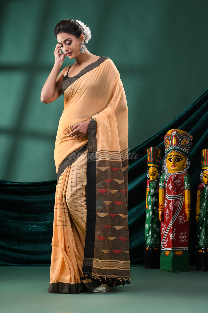Tan Cotton Handloom Saree
