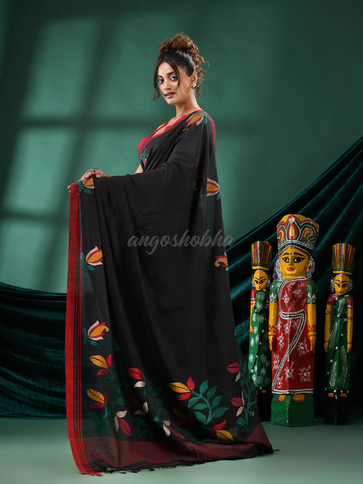 Black Cotton Handloom Saree