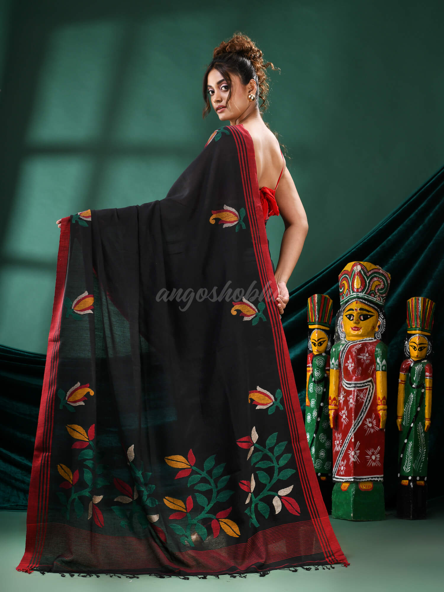 Black Cotton Handloom Saree