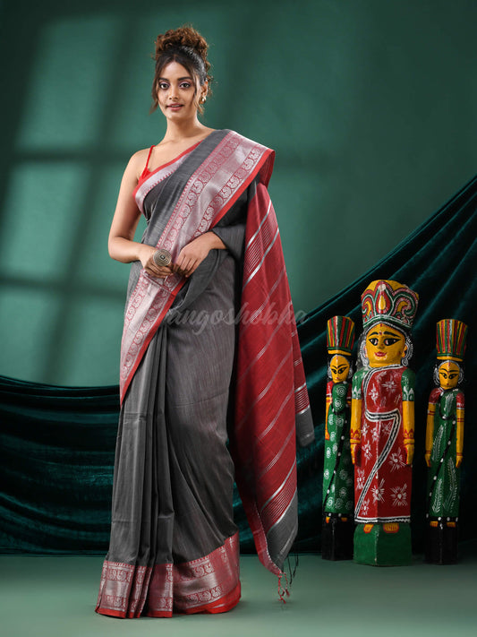 Grey Cotton Handloom Saree