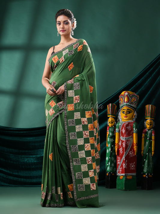 Green Cotton Handloom Saree