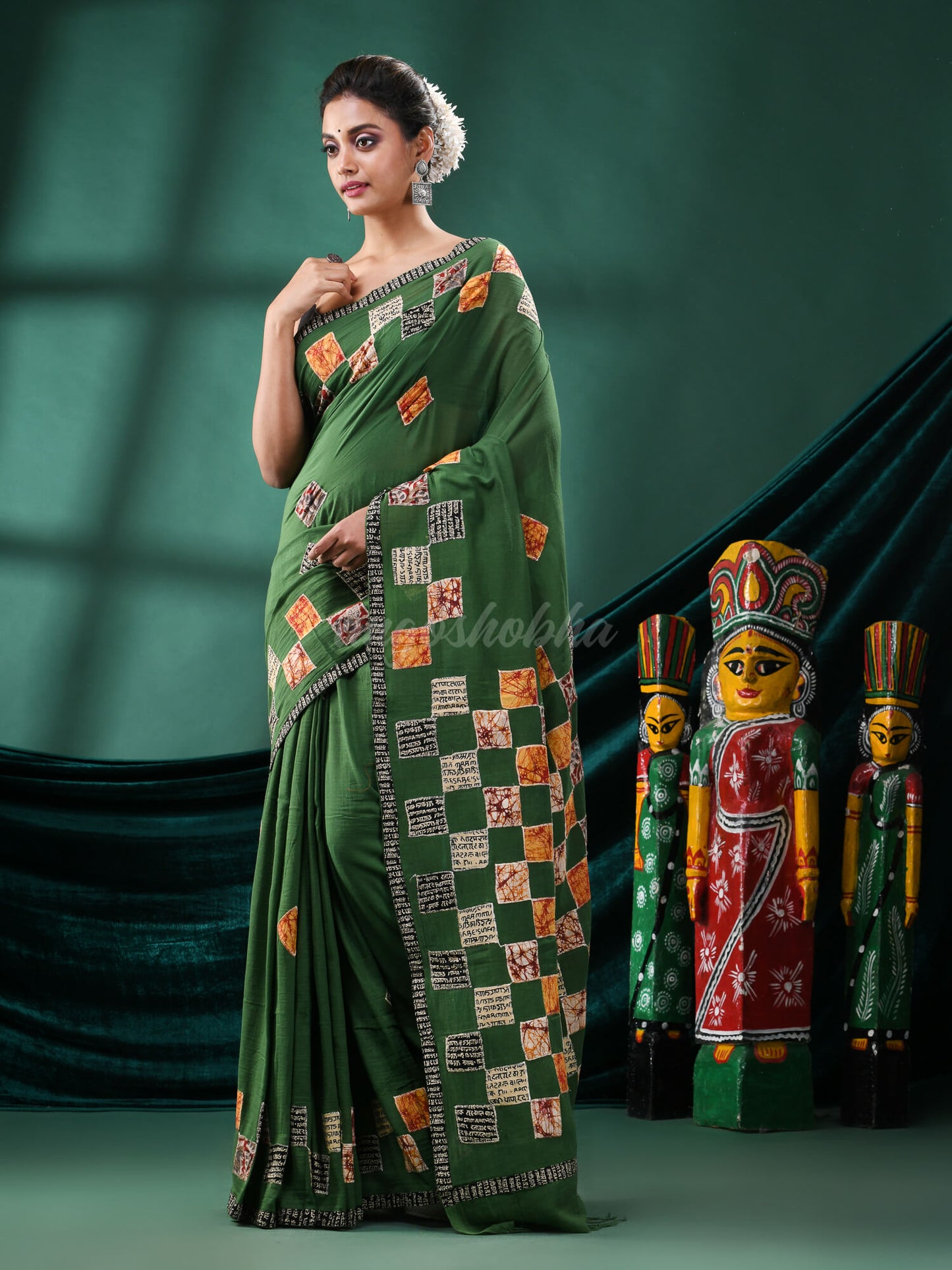 Green Cotton Handloom Saree