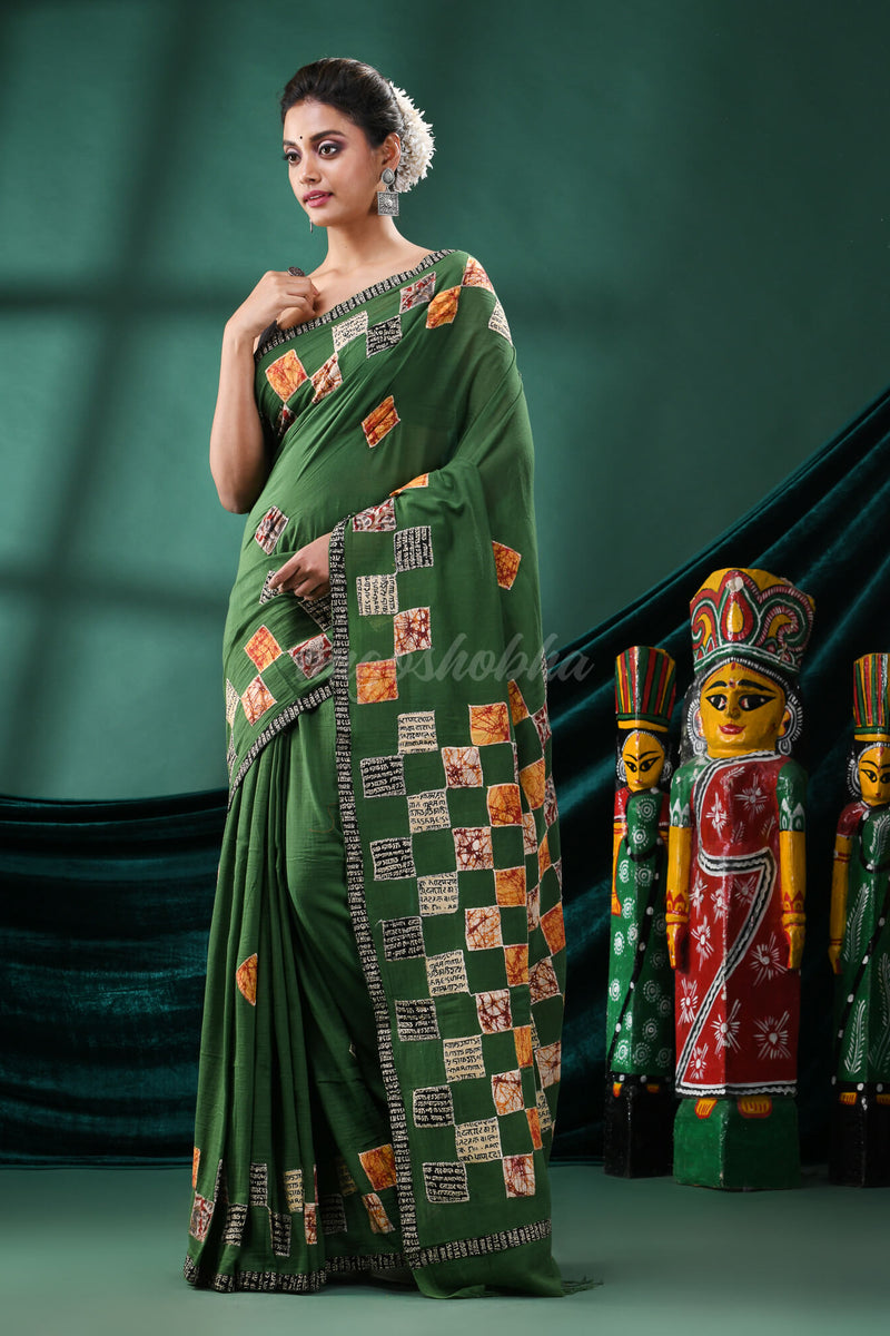 Green Cotton Handloom Saree