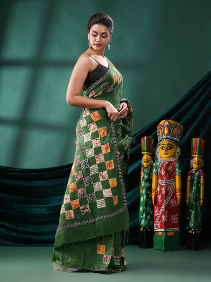 Green Cotton Handloom Saree