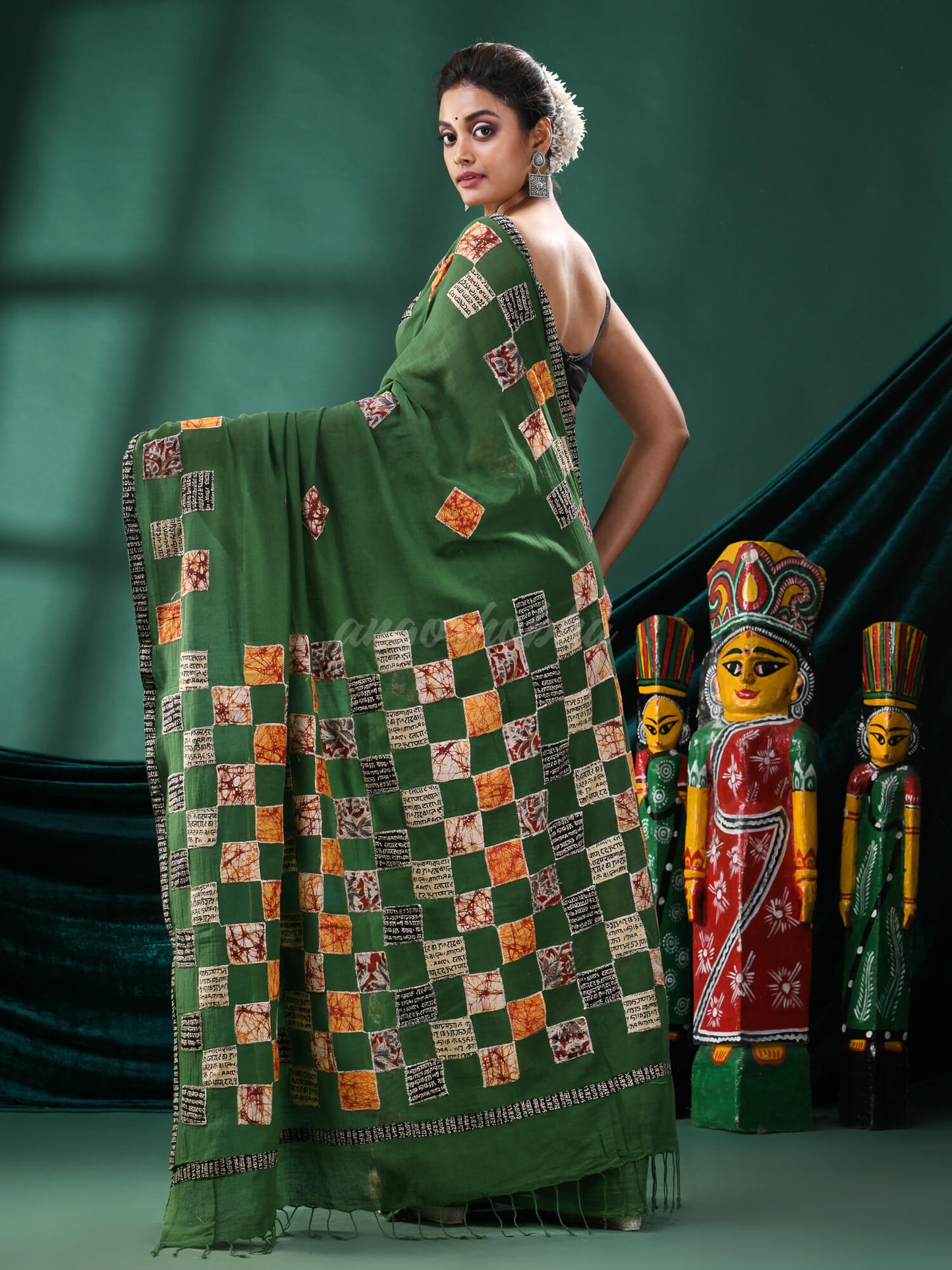 Green Cotton Handloom Saree