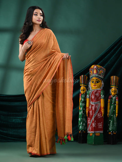 Lemon Yellow Cotton Handloom Saree