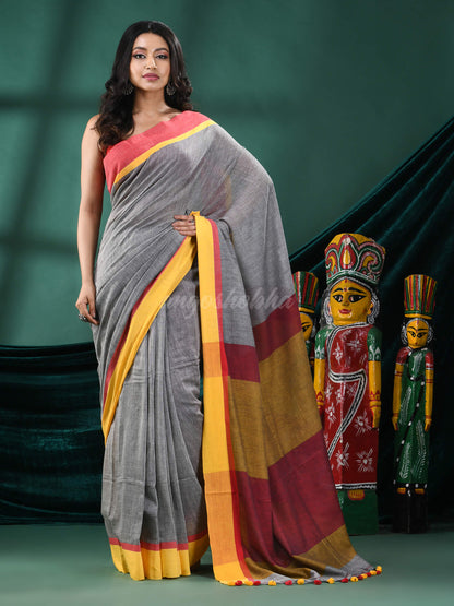 Grey Cotton Handloom Saree