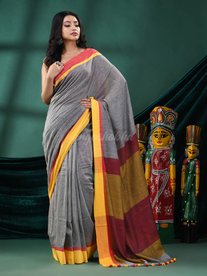 Grey Cotton Handloom Saree online