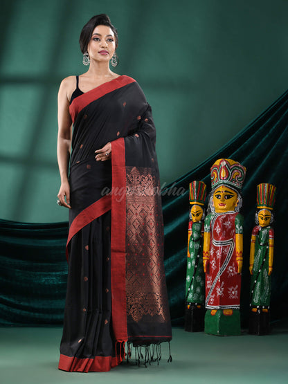 Black Cotton Handloom Saree