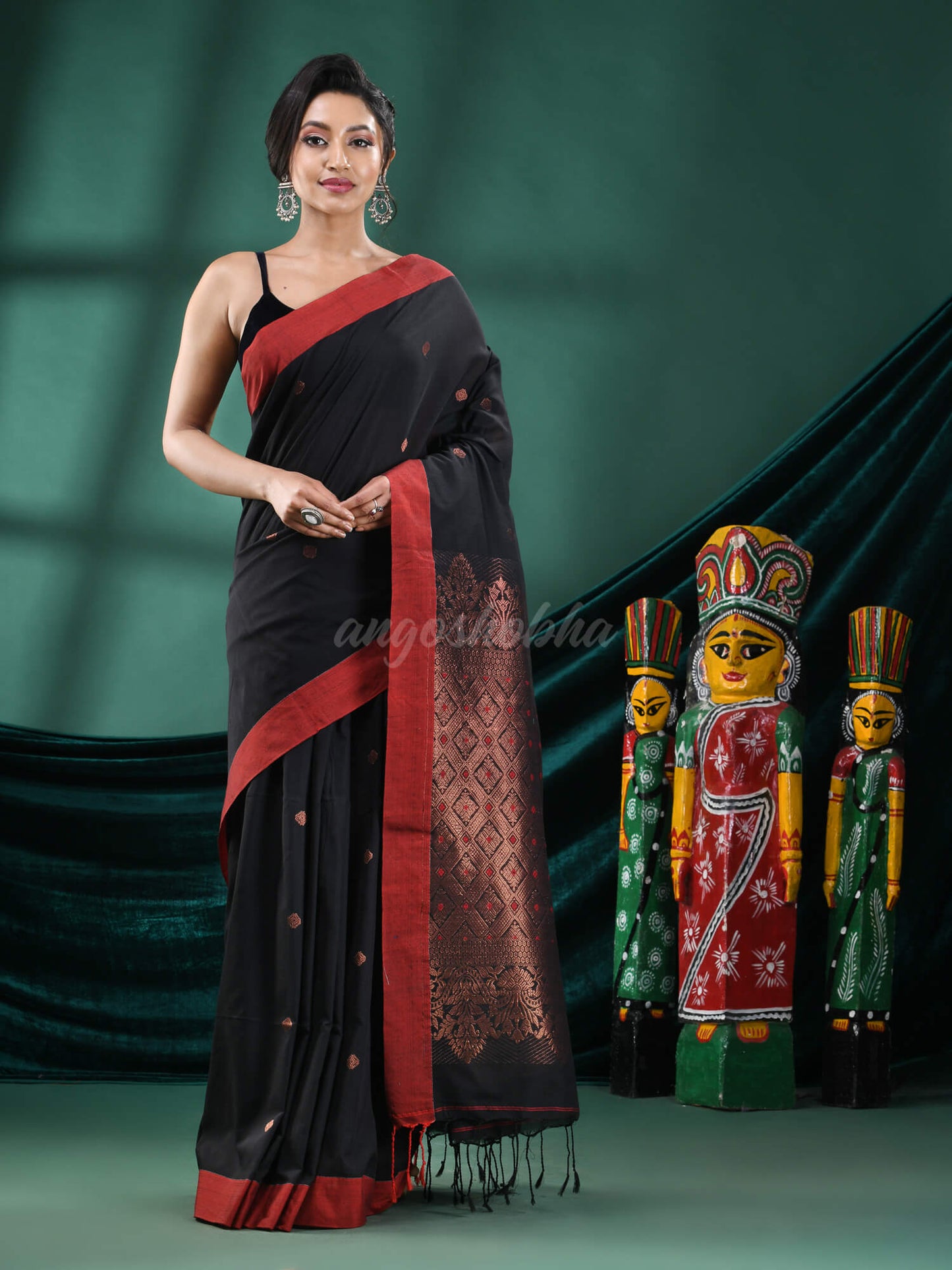 Black Cotton Handloom Saree