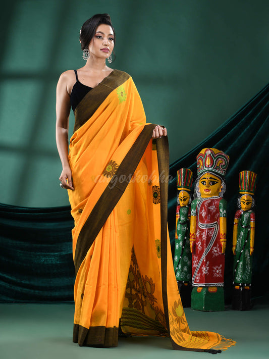 Yellow Cotton Handloom Saree