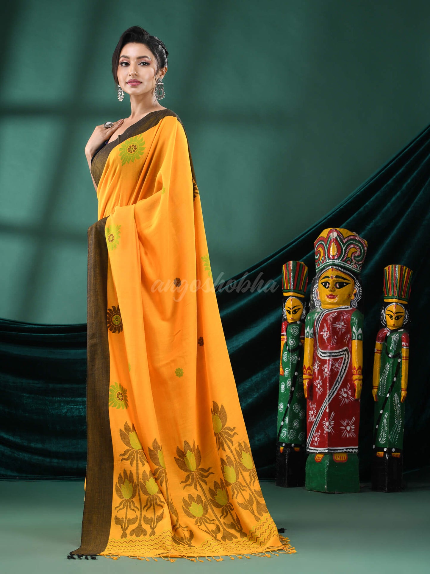 Yellow Cotton Handloom Saree