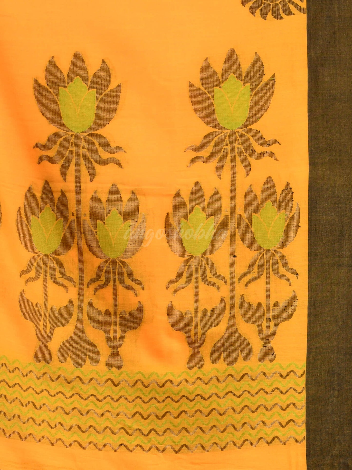 Yellow Cotton Handloom Saree