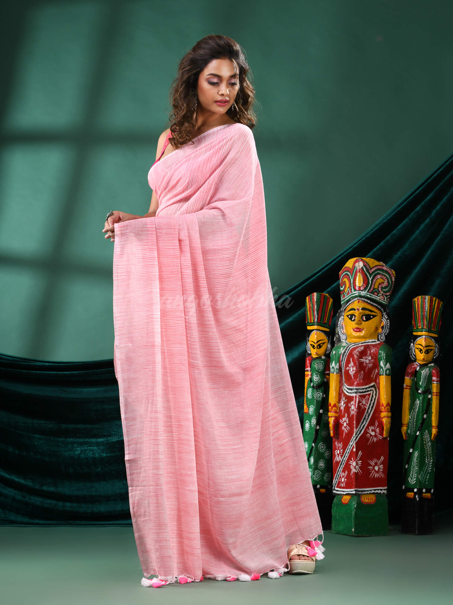 Red Cotton Handloom Saree women