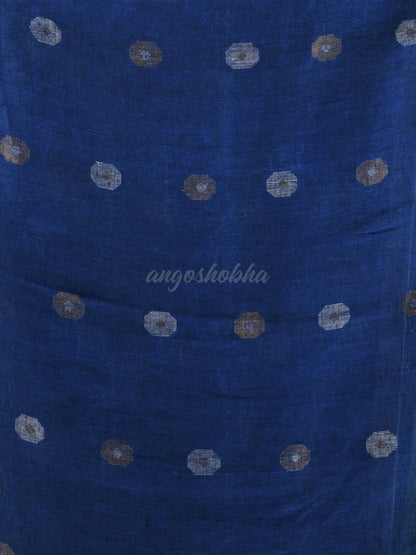 Blue Linen Handloom Saree