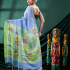 Sky Blue Linen Handloom Saree