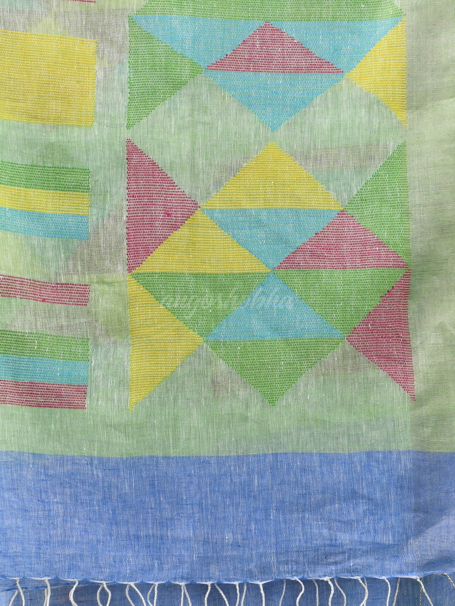 Sky Blue Linen Handloom Saree