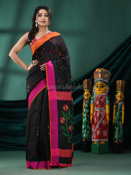 Black Linen Handloom Saree