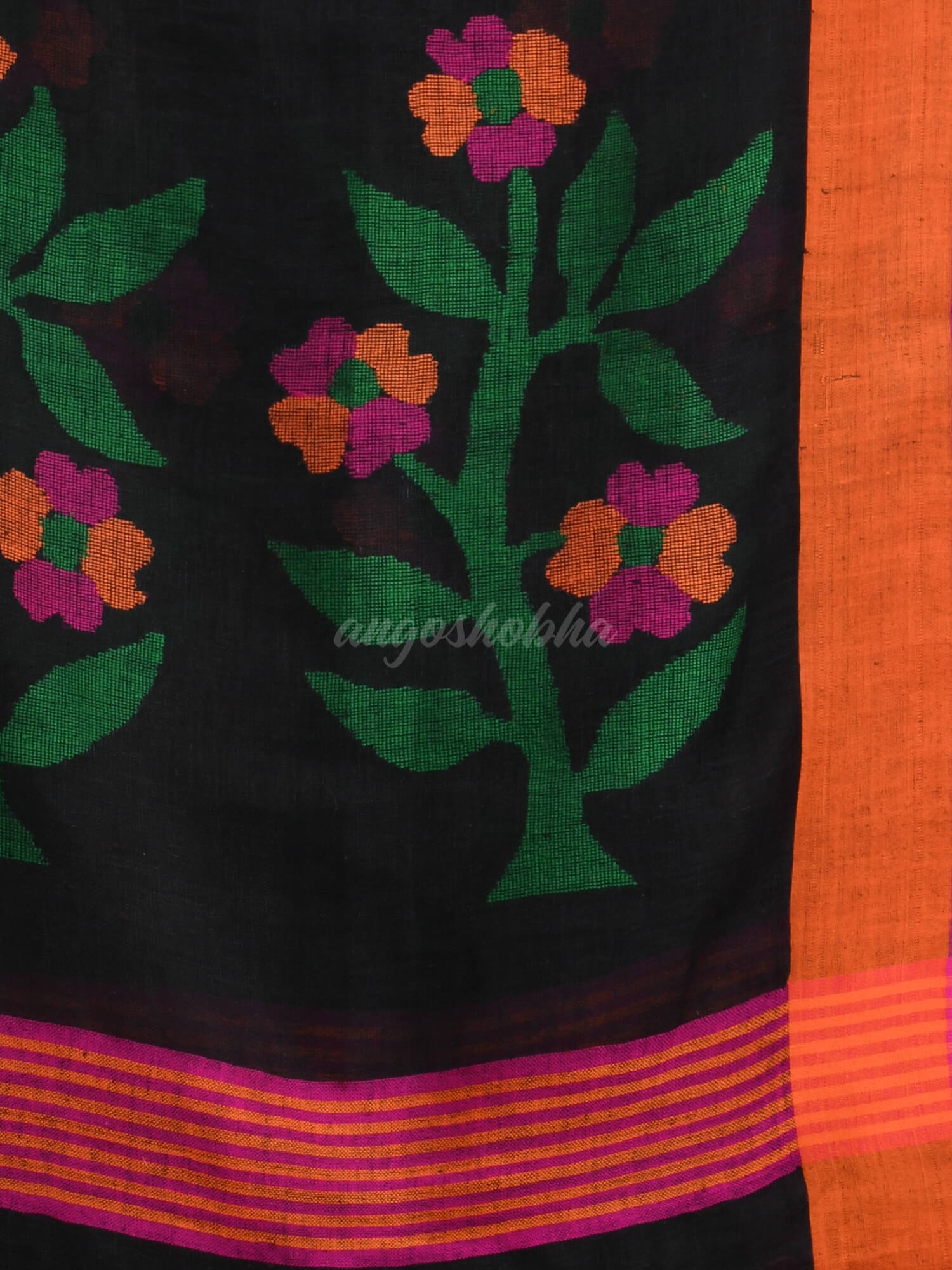 Black Linen Handloom Saree