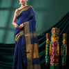 Blue Linen Handloom Saree