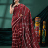 Maroon Linen Handloom Saree