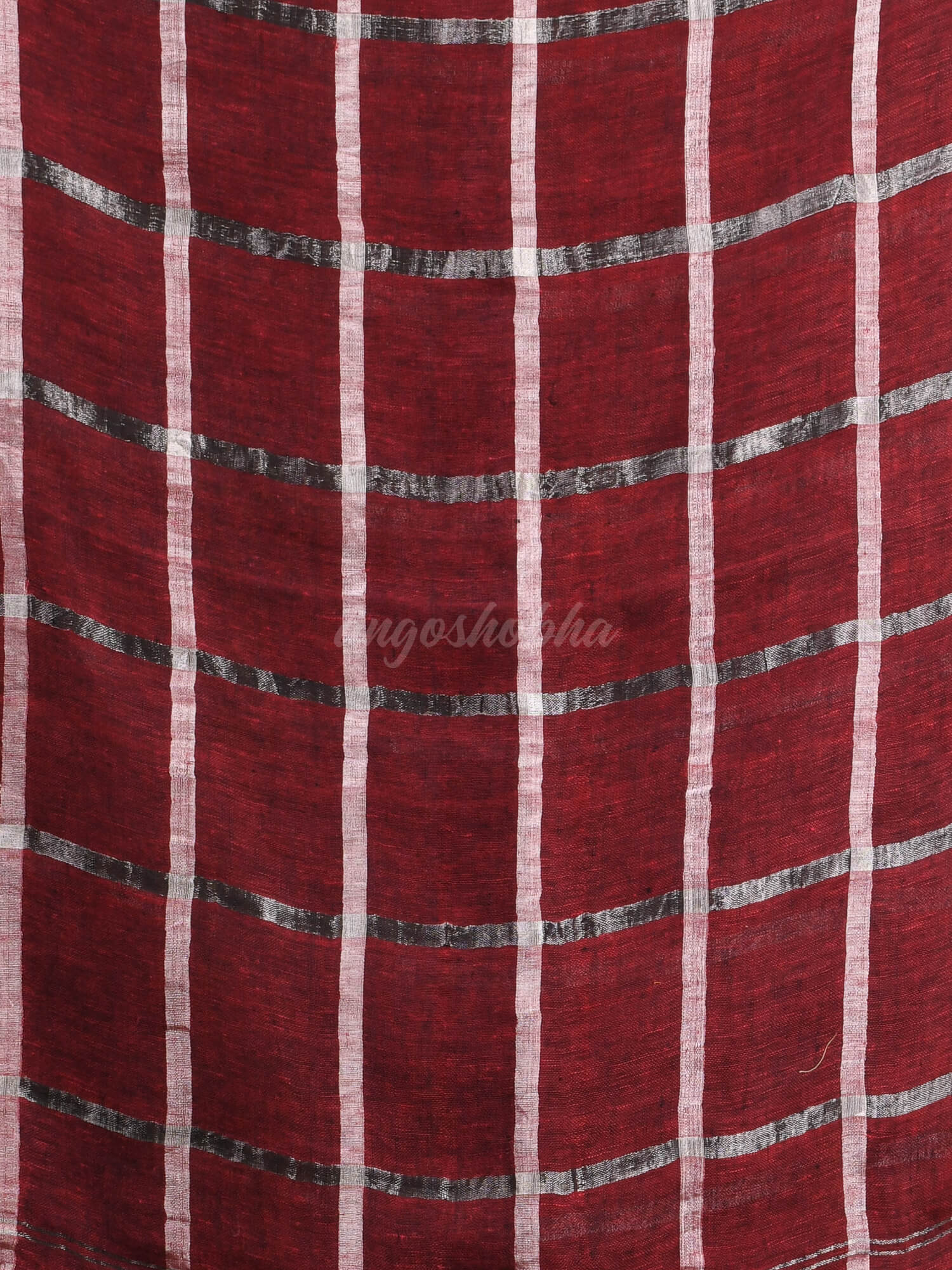 Maroon Linen Handloom Saree