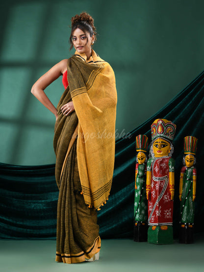 Black Linen Handloom Saree