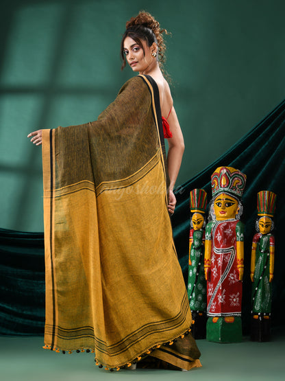 Black Linen Handloom Saree