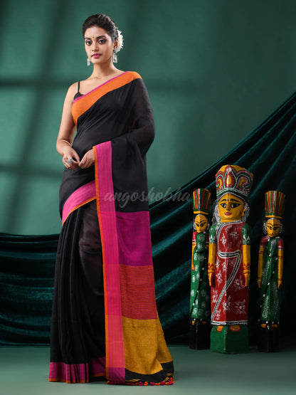 Black Linen Handloom Saree