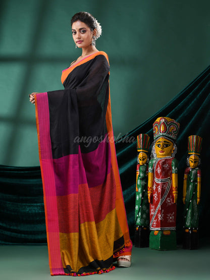 Black Linen Handloom Saree