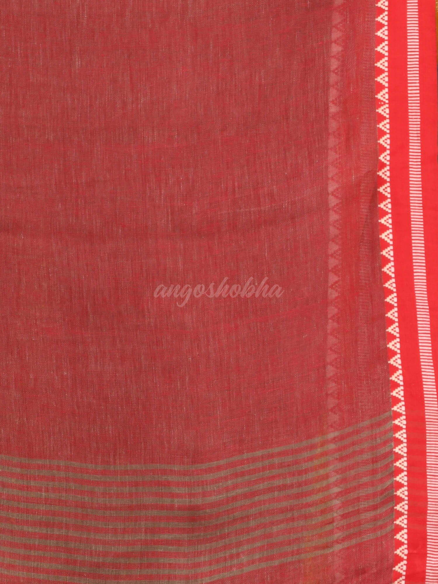 Brown Linen Handloom Saree