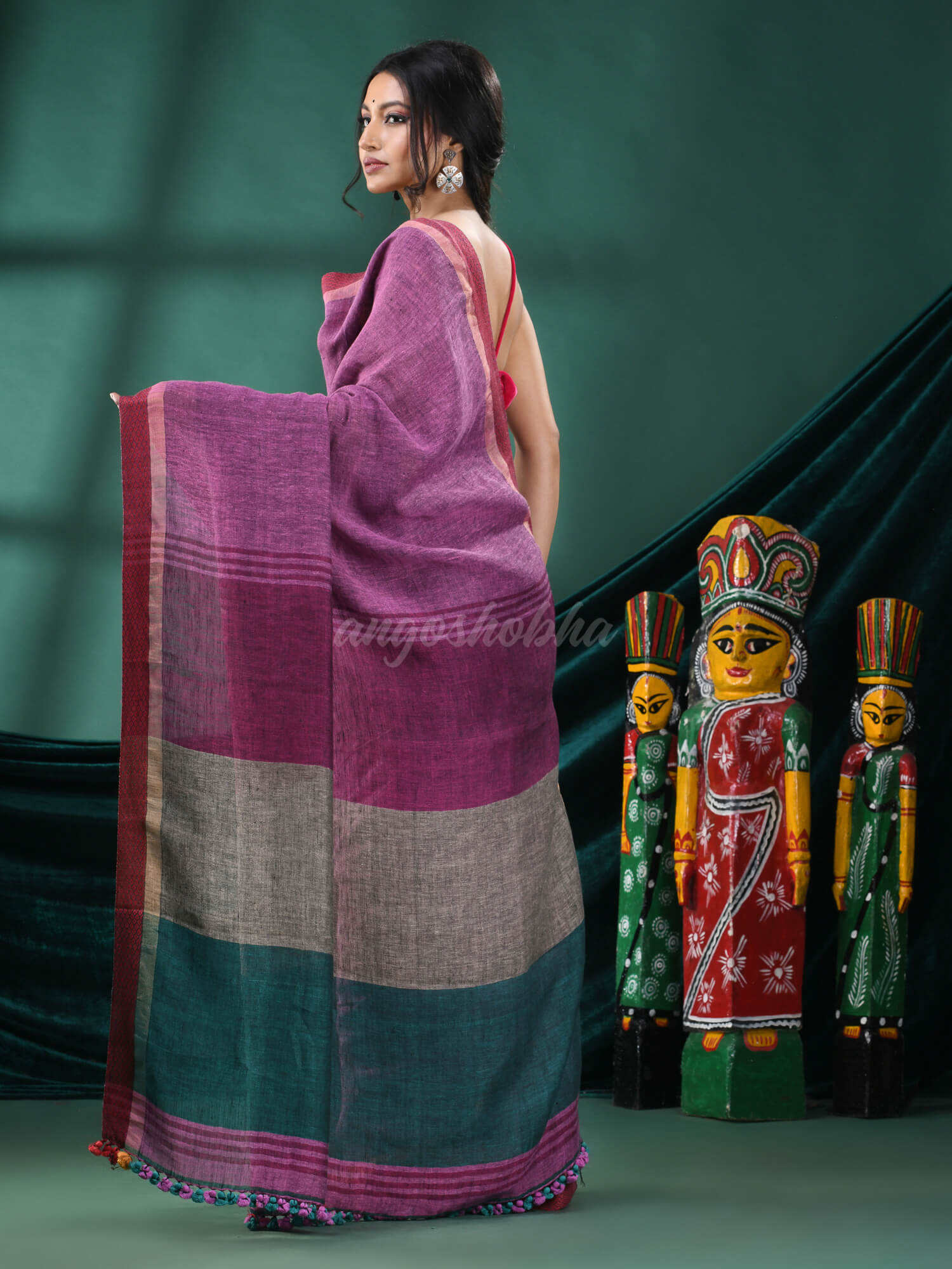 Purple Linen Handloom Saree