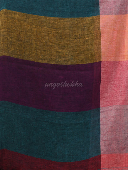 Maroon Linen Handloom Saree