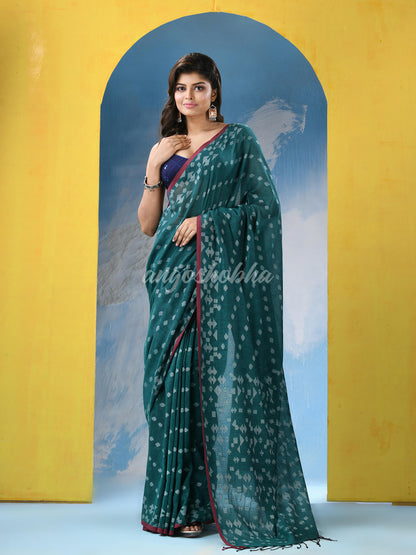 Minte Green Cotton Handloom Saree