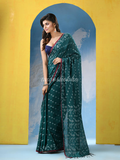 Minte Green Cotton Handloom Saree