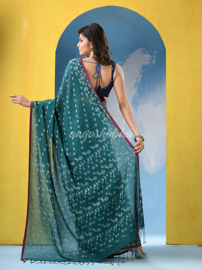 Minte Green Cotton Handloom Saree