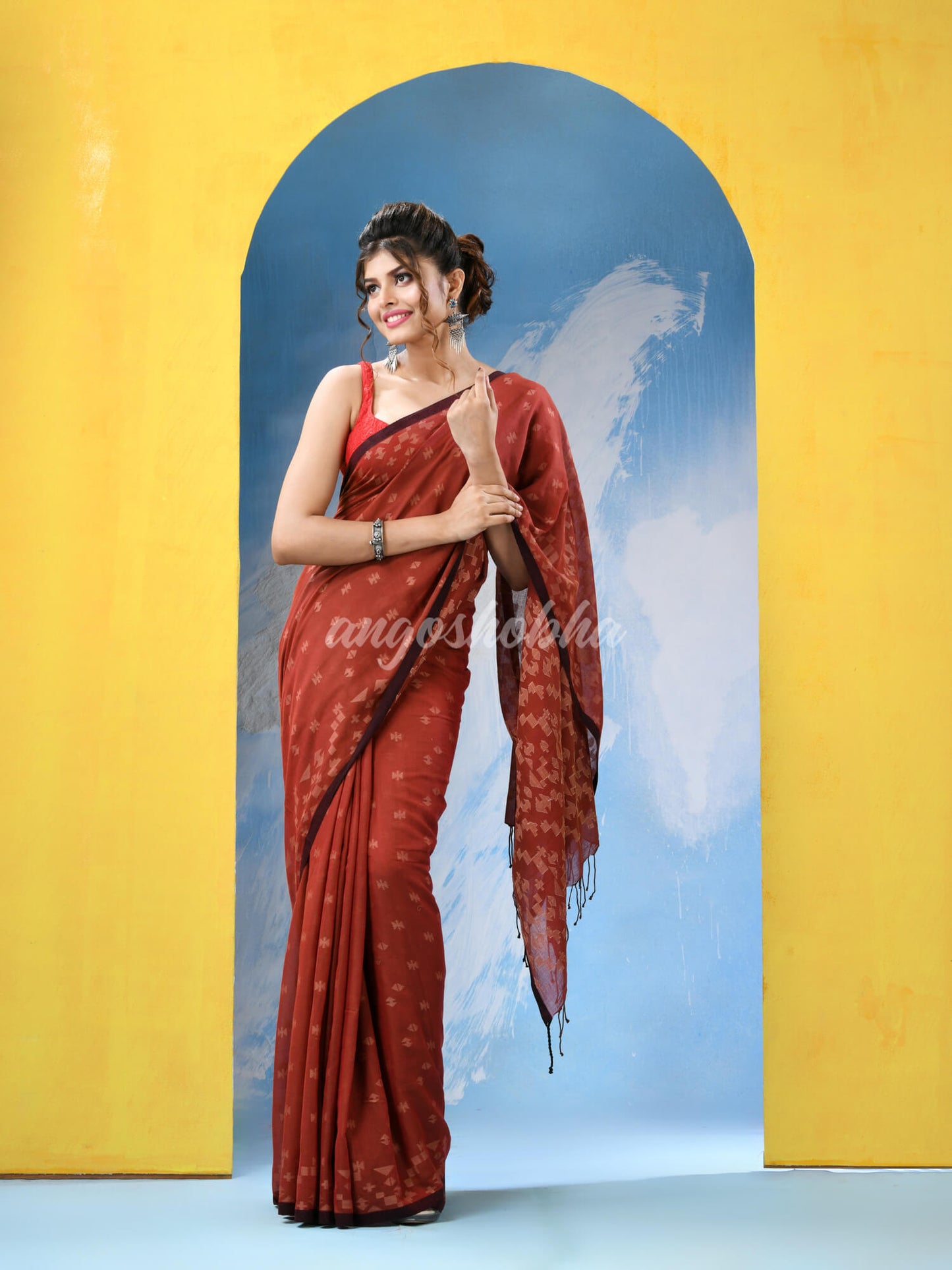 Aubum Cotton Handloom Saree