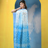 White Sky Blue Cotton Handloom Saree
