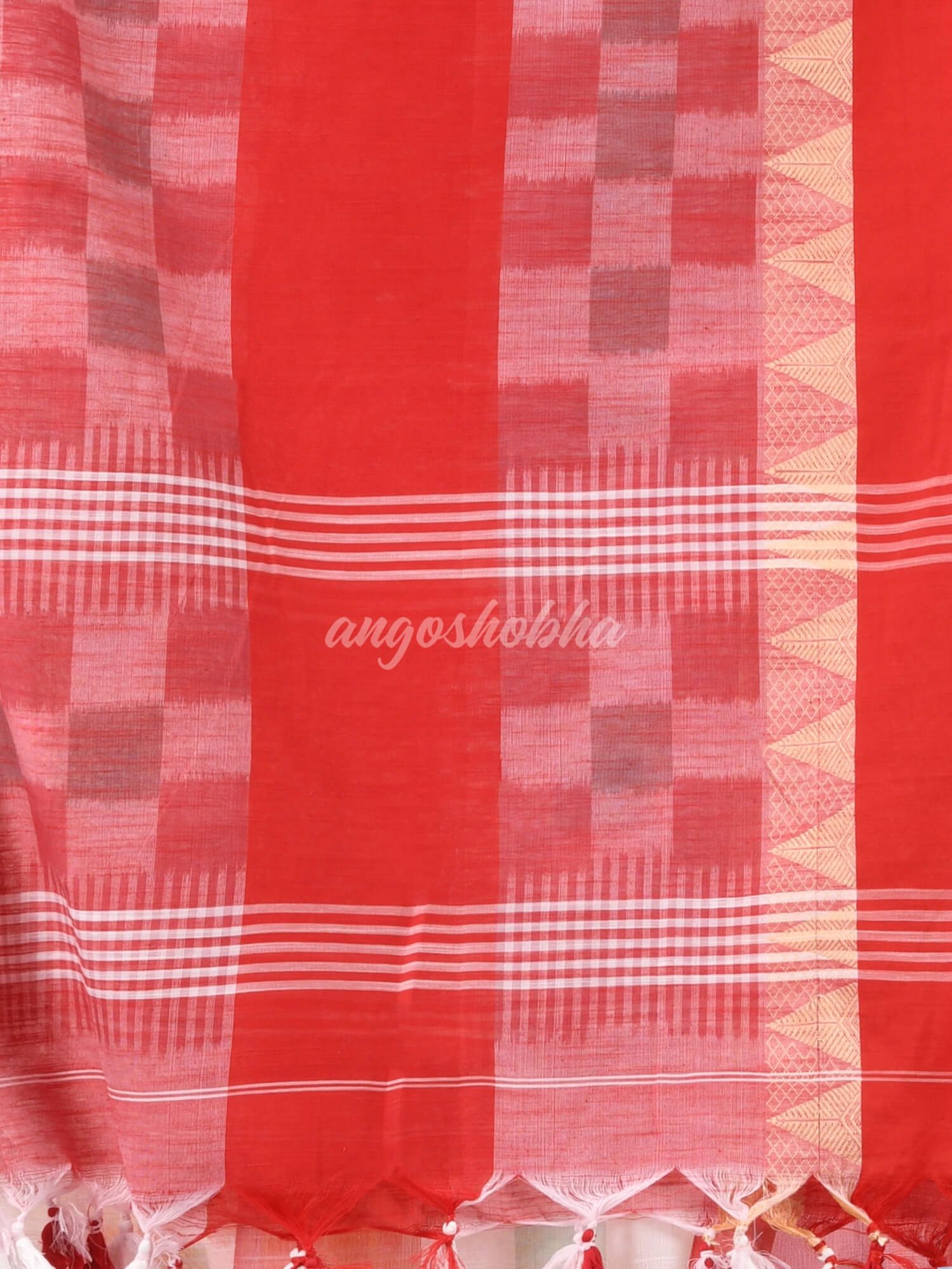 White Red Cotton Handloom Saree