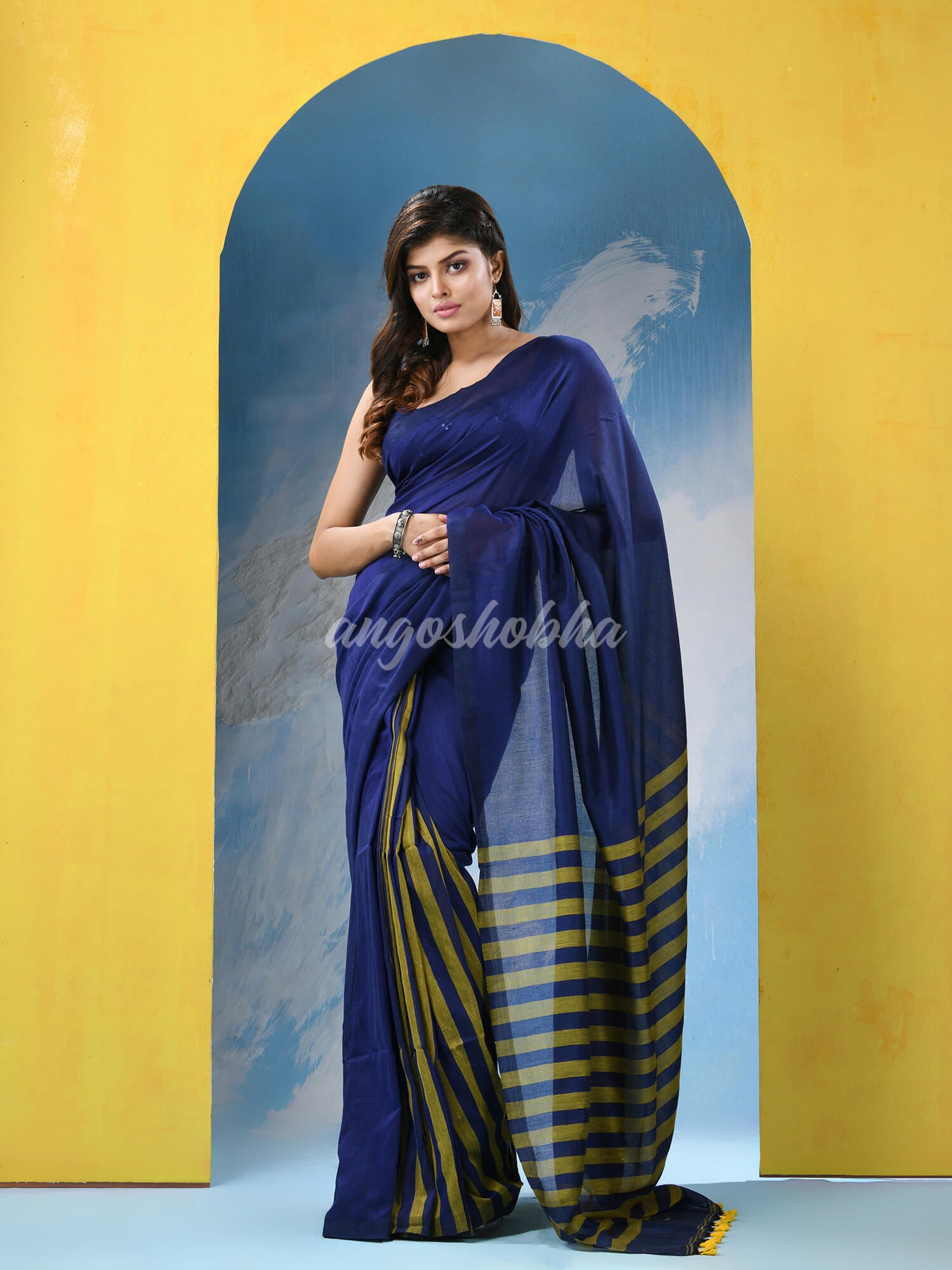 Blue Cotton Handloom Saree
