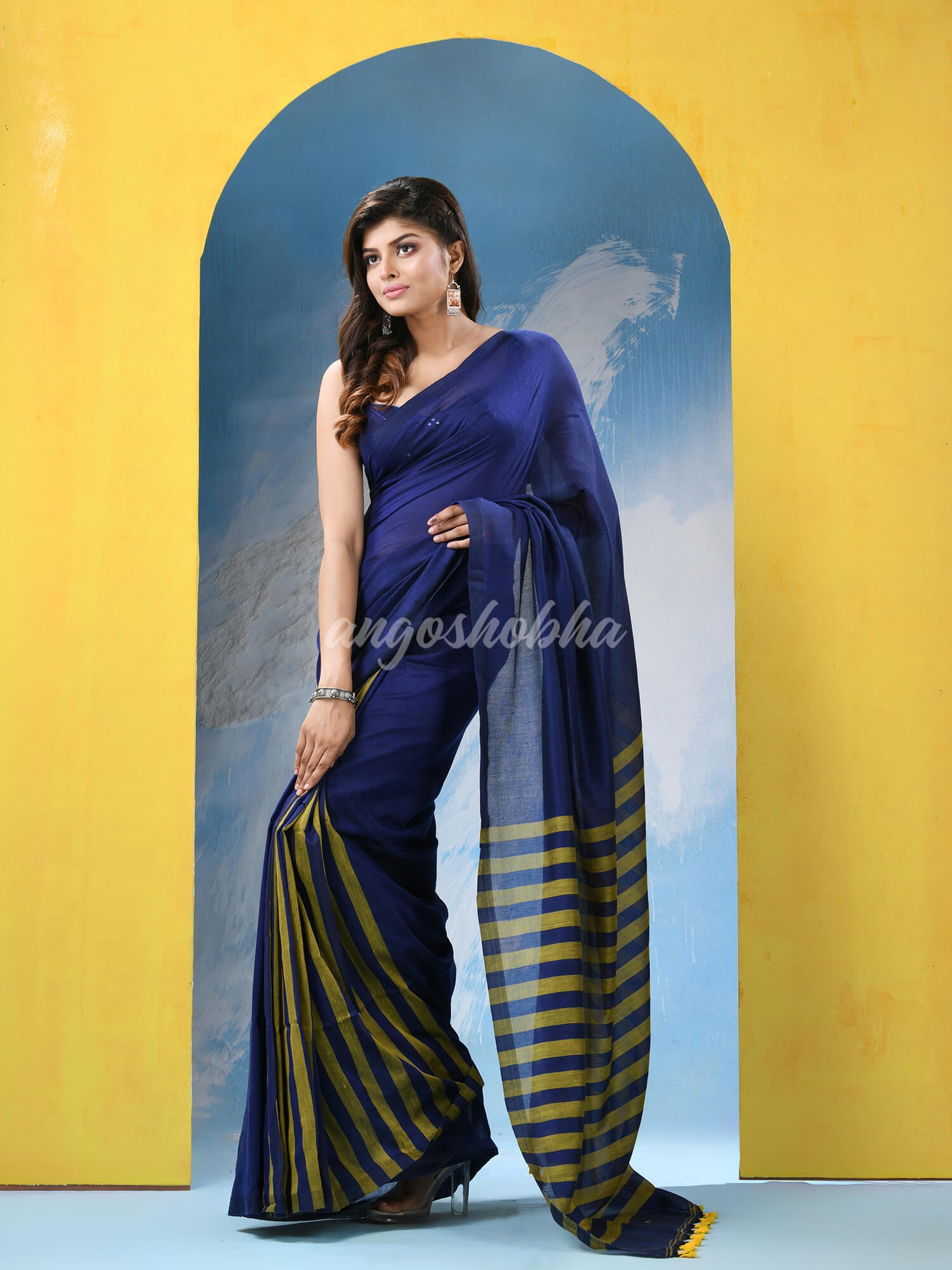 Blue Cotton Handloom Saree